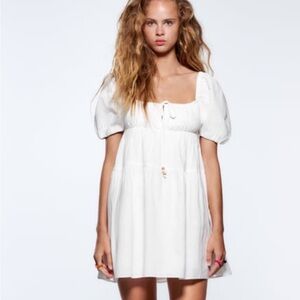 Single piece 🔥 Zara limited edition organic cotton puff sleeves mini dress